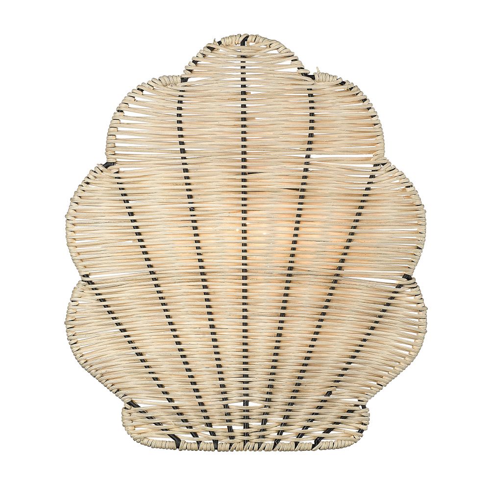 Golden Lighting 2382-WSC BLK-NW Malia 1 Light Wall Sconce in Matte Black with Natural Wicker Shade